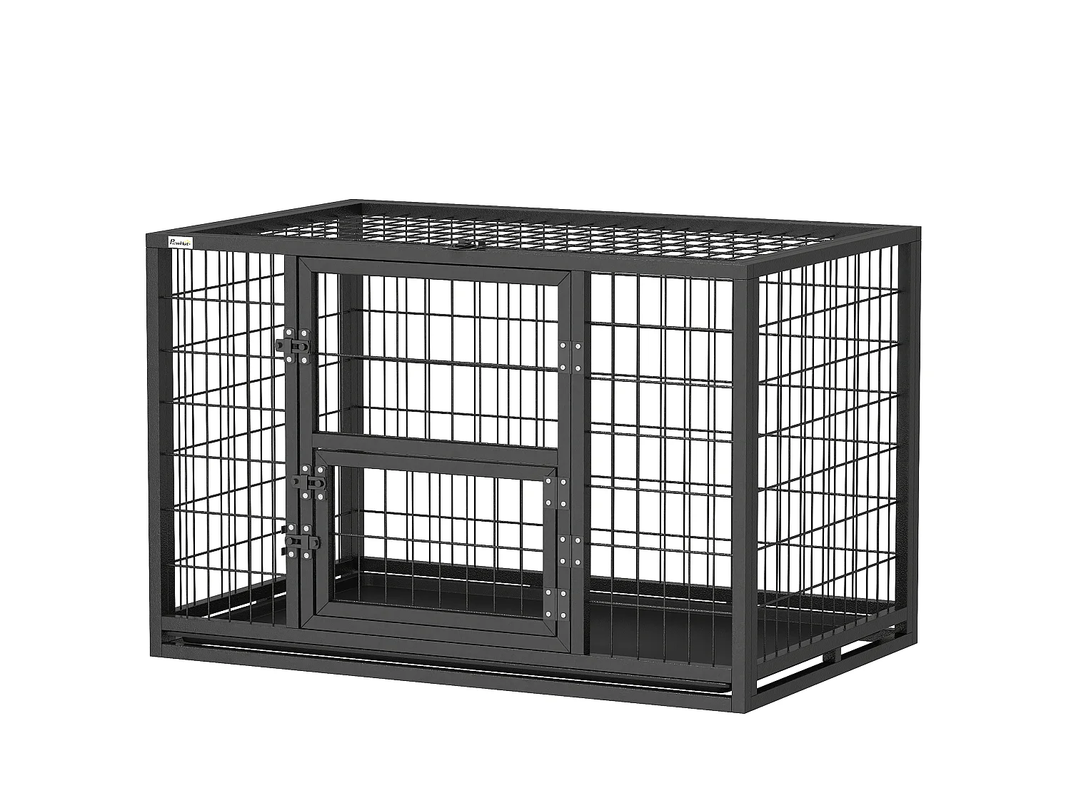 Cage pour chien 94 x 60 x 64 cm toit ouvrant trappes nourrissage porte acier noir