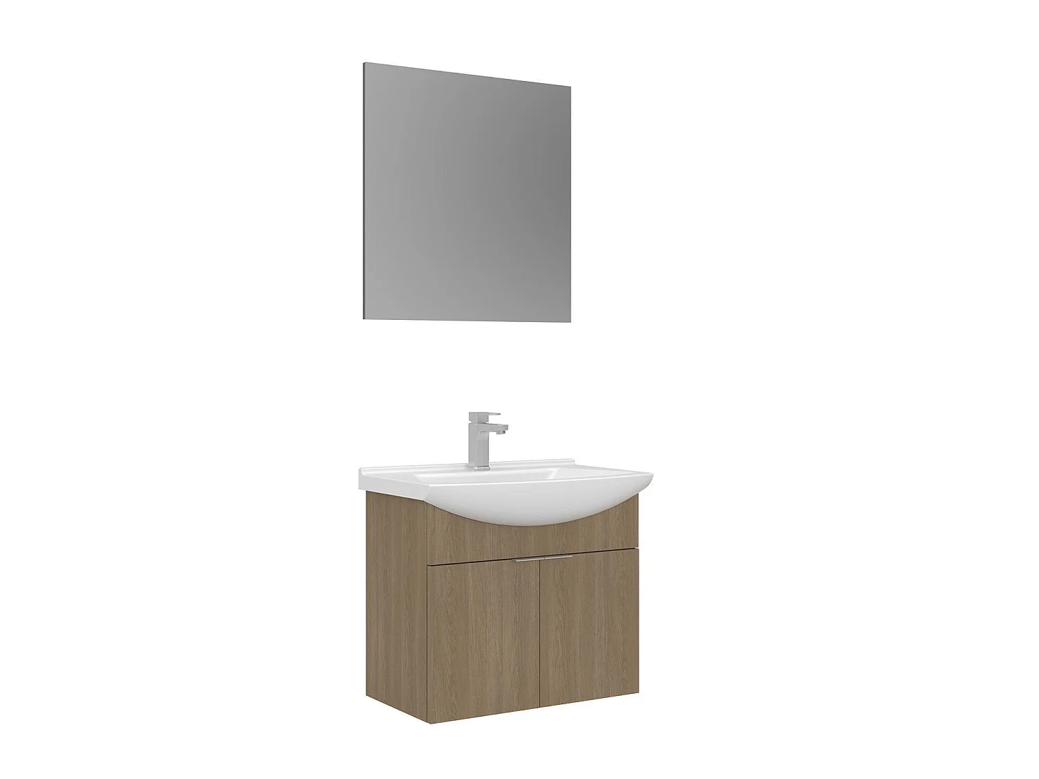 Wastafelmeubel met spiegel (2-delig) "Purus 65" - 65 x 50 x 58 cm - eiken
