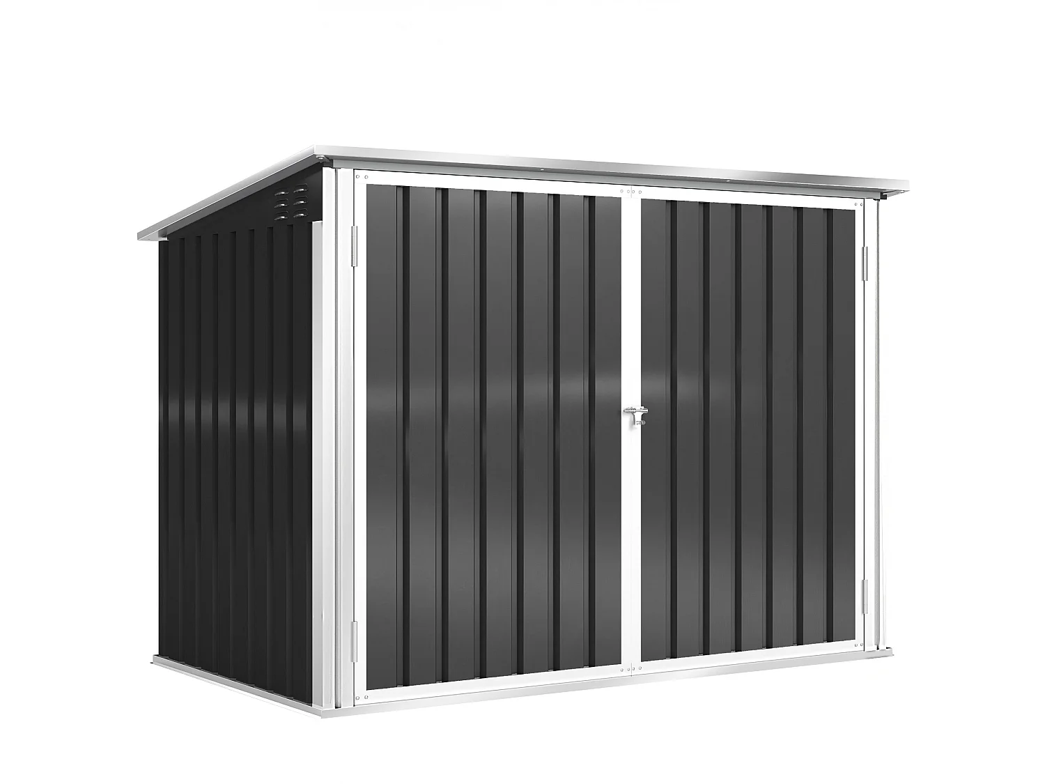 Abri de poubelle jardin - cache poubelle - 2 portes verrouillables, toit ouvrant - tôle d'acier blanc gris