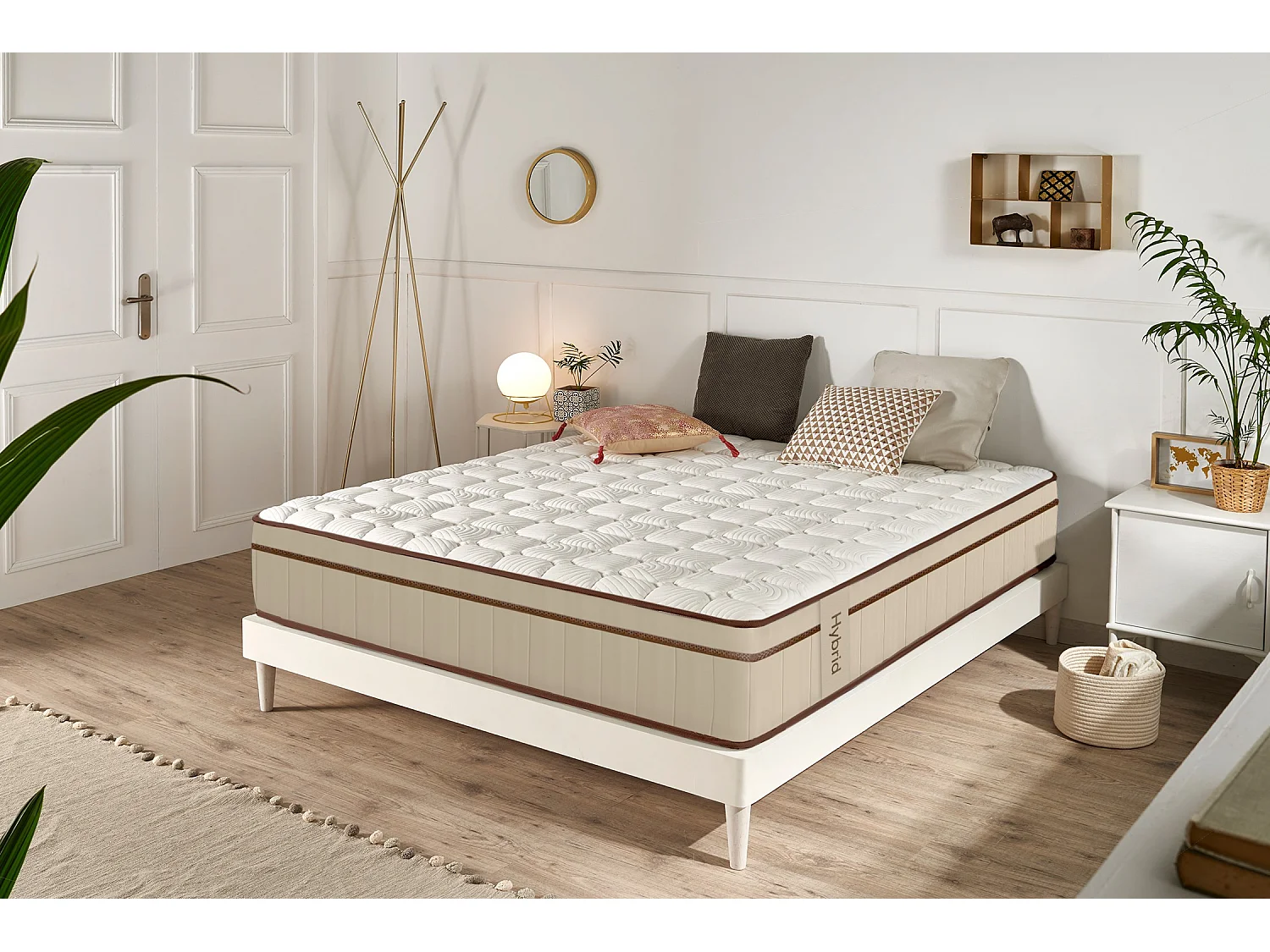 Matelas Ressorts Ensachés Hybrid Brun 25 cm - 80X190 cm - Moonia