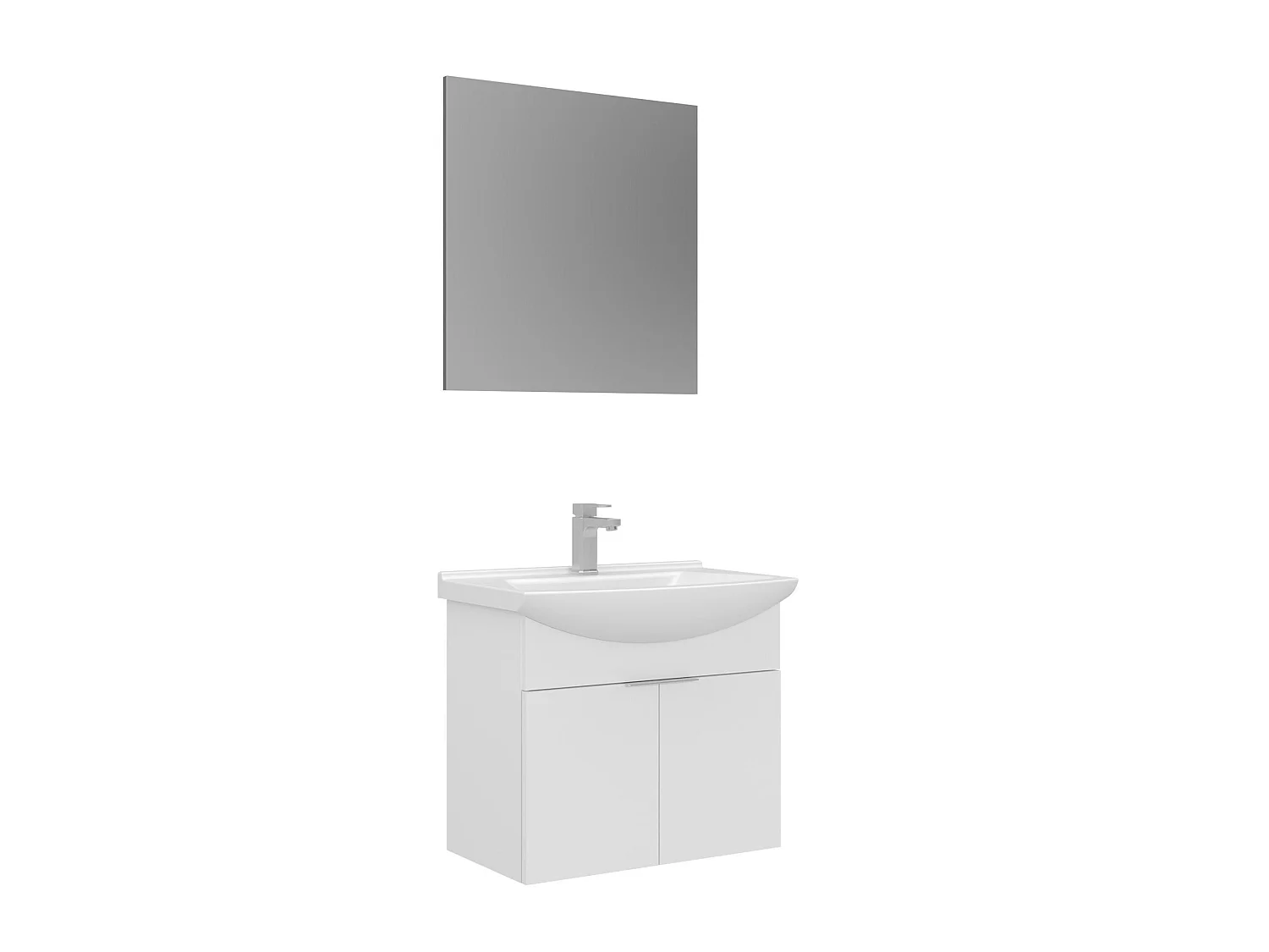 Wastafelmeubel met spiegel (2-delig) "Purus 65" - 65 x 50 x 58 cm - Wit