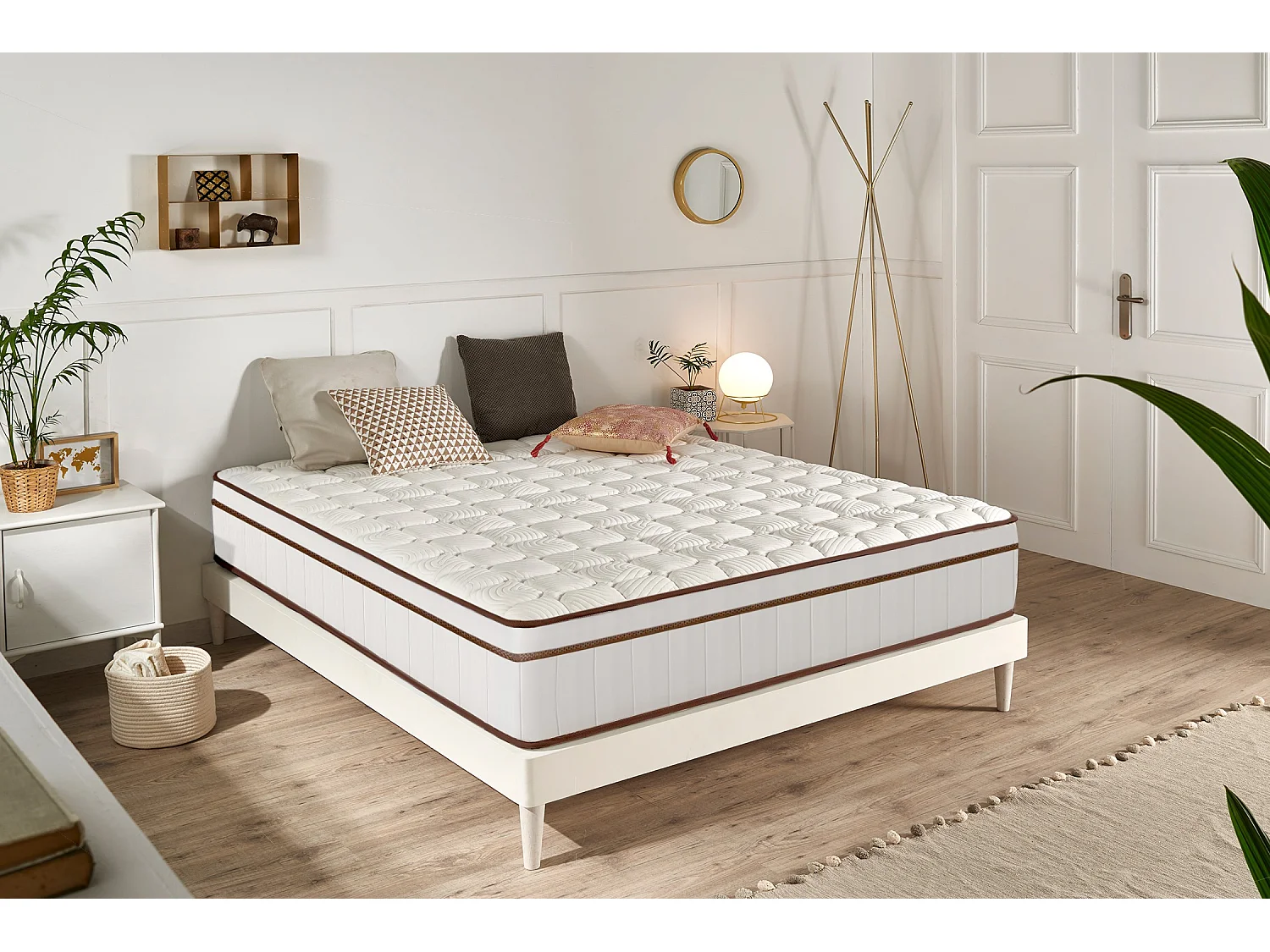 Matelas Ressorts Ensachés Hybrid Blanc 25 cm - 160X190 cm - Moonia
