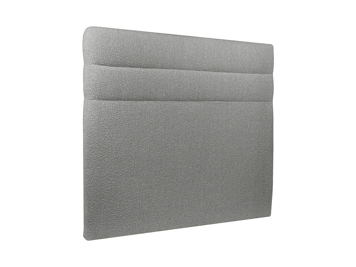 Lit 150x200cm avec tête de lit lignes bouclette et sommier kit Gris - Hauteur totale : 29cm