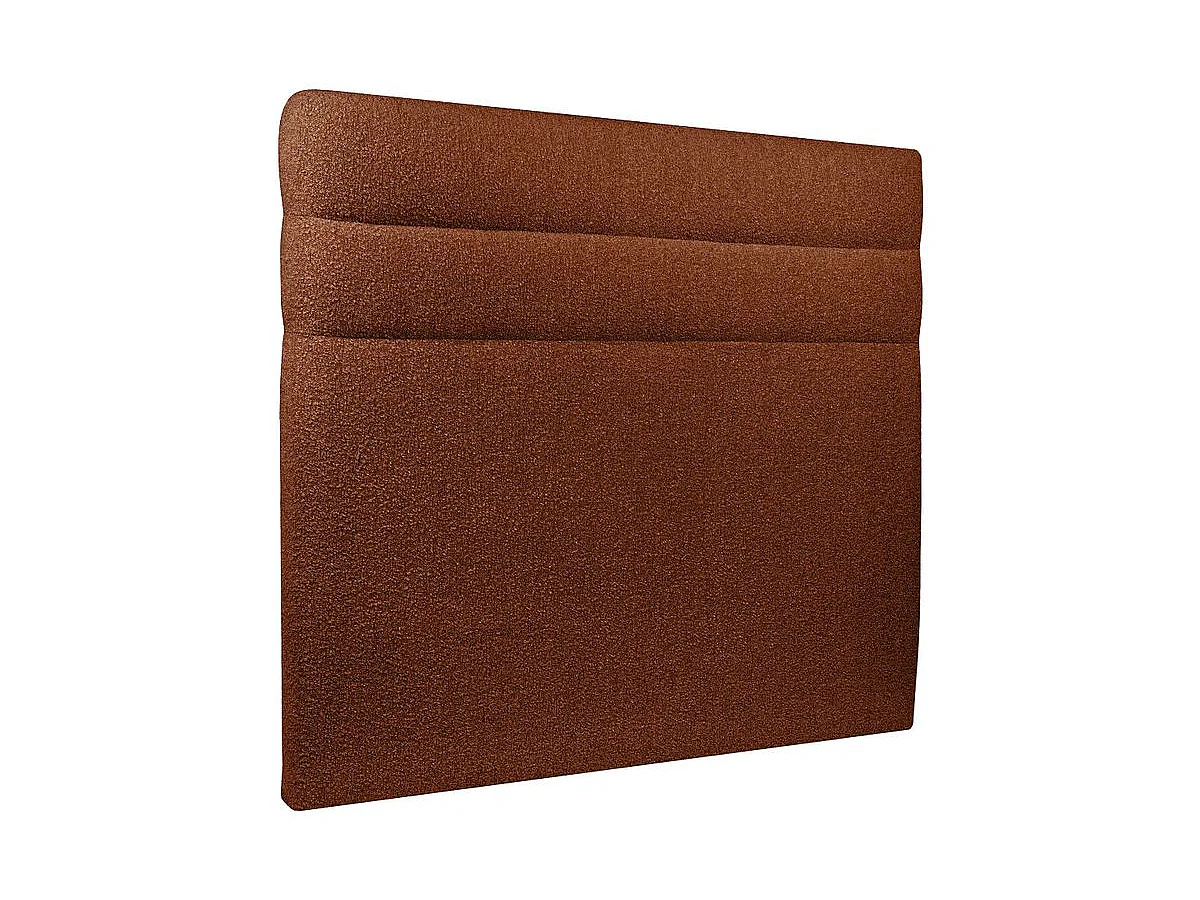 Lit 150x200cm avec tête de lit lignes bouclette et sommier kit Terracotta - Hauteur totale : 29cm