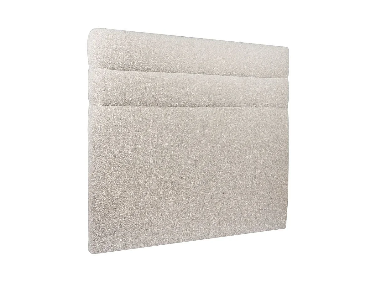 Lit 140x200cm avec tête de lit lignes bouclette et sommier kit Beige - Hauteur totale : 29cm