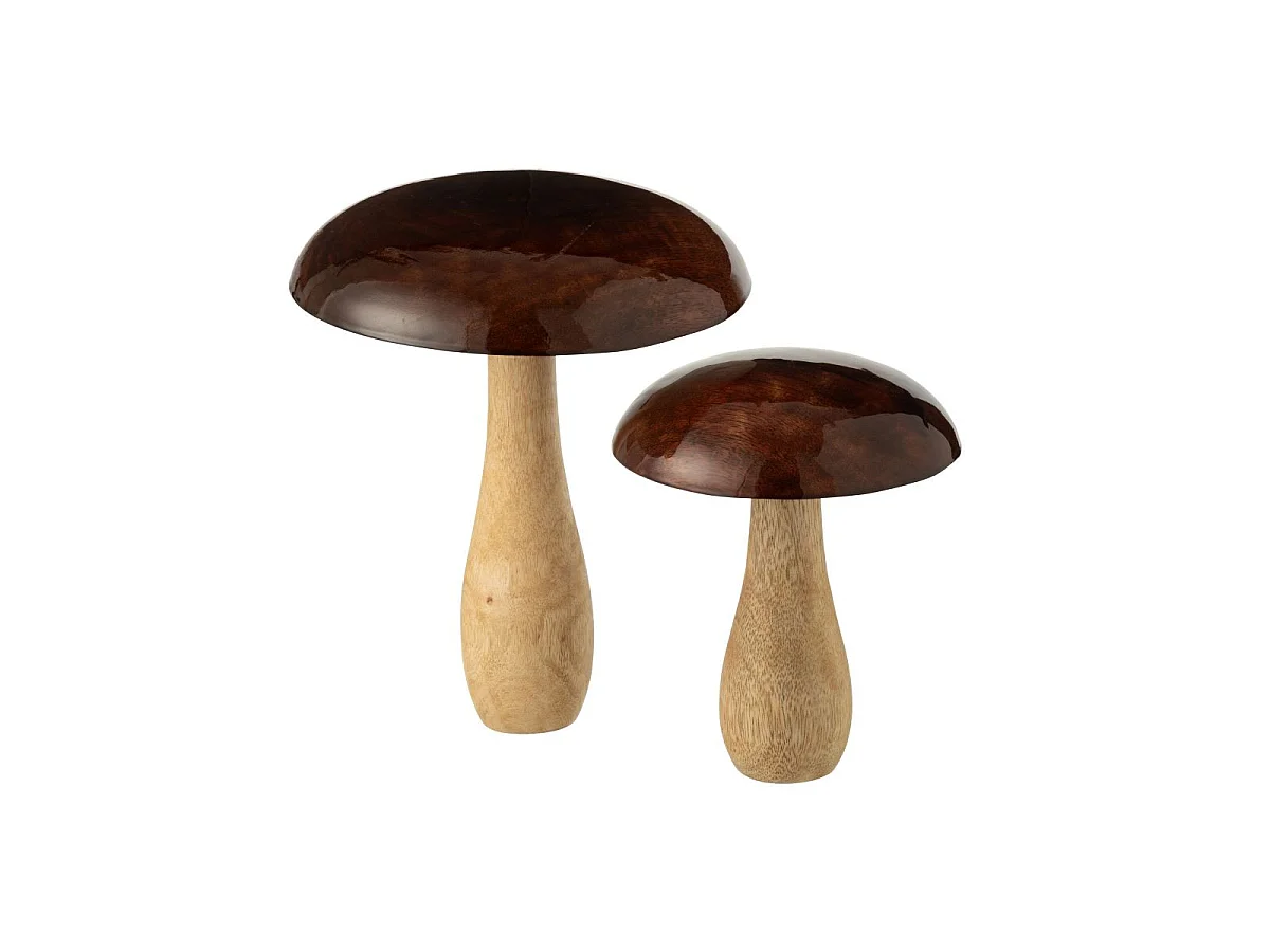 Champignon Déco en Bois "Brillant" 23cm Naturel