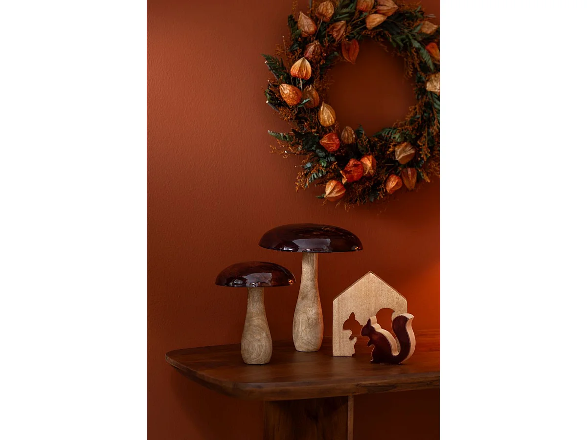 Champignon Déco en Bois "Brillant" 23cm Naturel