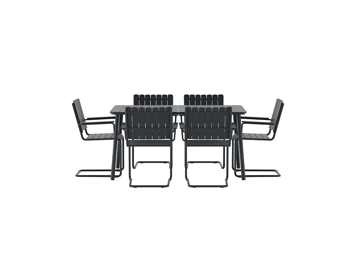 Holmsund set de jardin table 90x150cm 6 chaises noir.