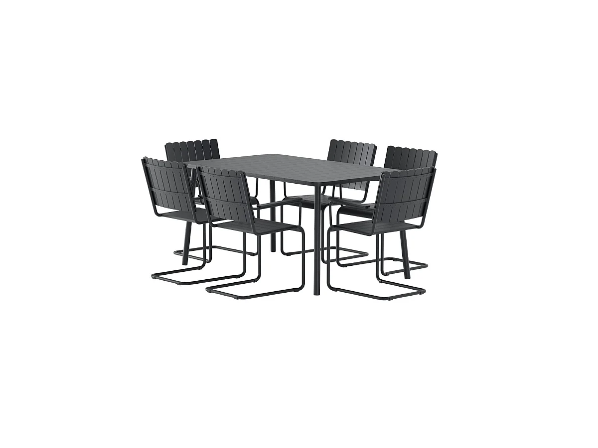 Holmsund set de jardin table 90x150cm 6 chaises noir.