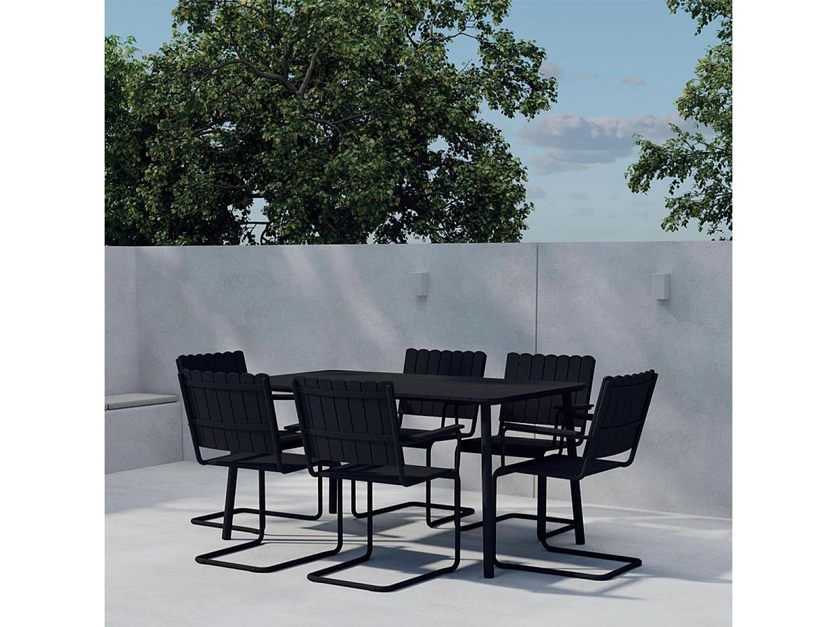 Holmsund set de jardin table 90x150cm 6 chaises noir.