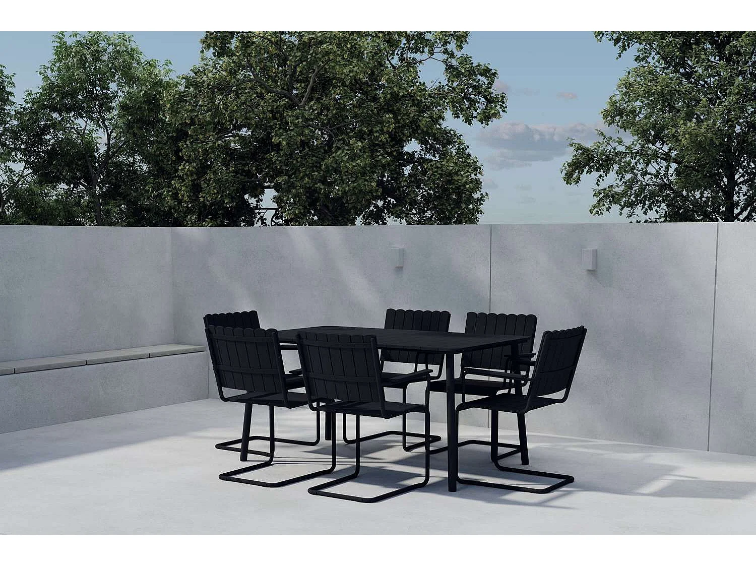 Holmsund set de jardin table 90x150cm 6 chaises noir.