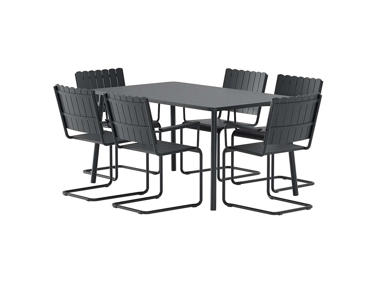 Holmsund set de jardin table 90x150cm 6 chaises noir.