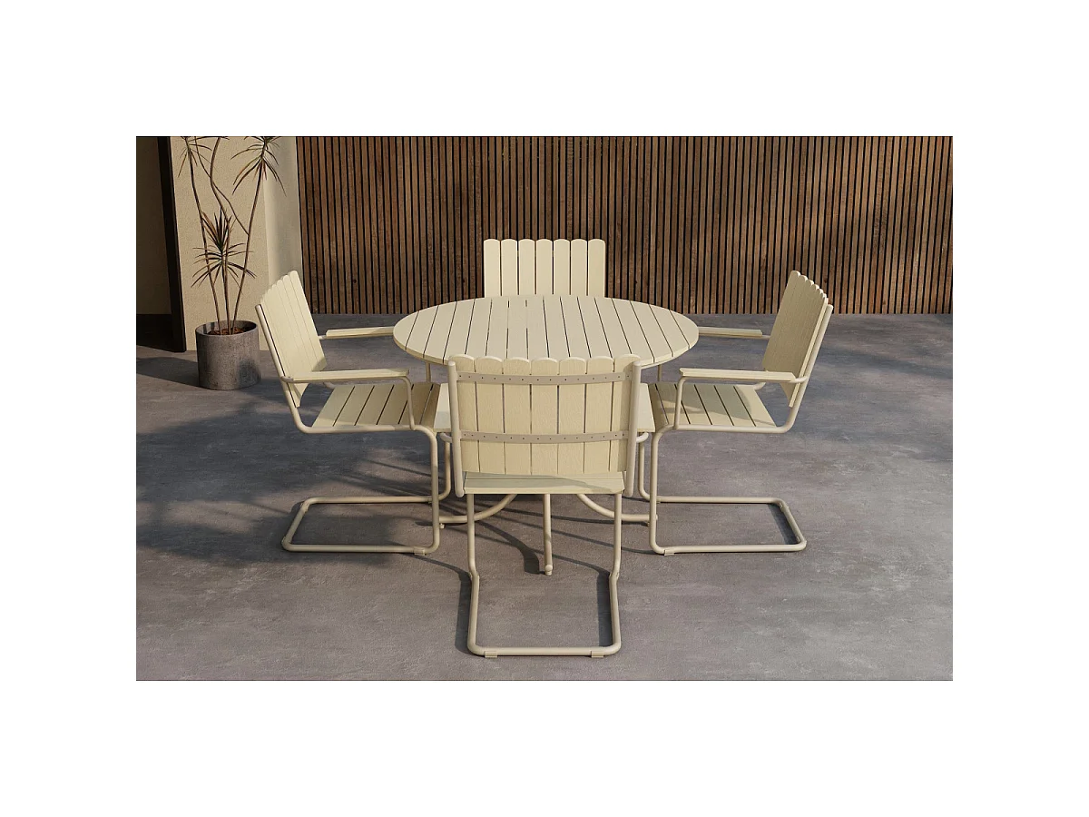 Holmsund tuinmeubelset tafel 100x100cm 4 stoelen beige.
