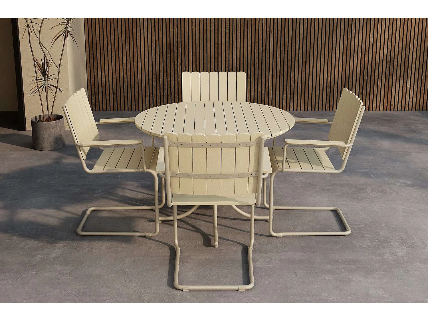 Holmsund tuinmeubelset tafel 100x100cm 4 stoelen beige.