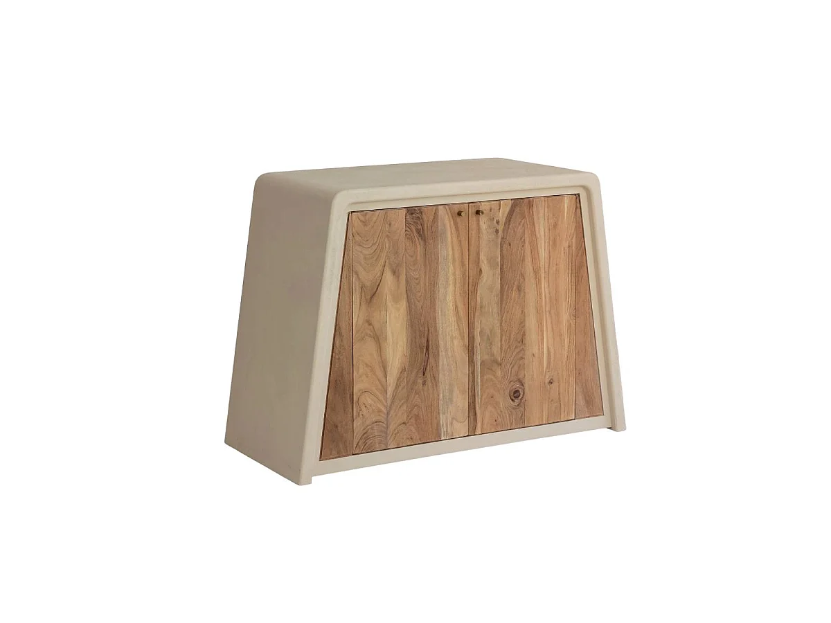 Buffet 2 portes en bois d'acacia et bois effet béton Dalva