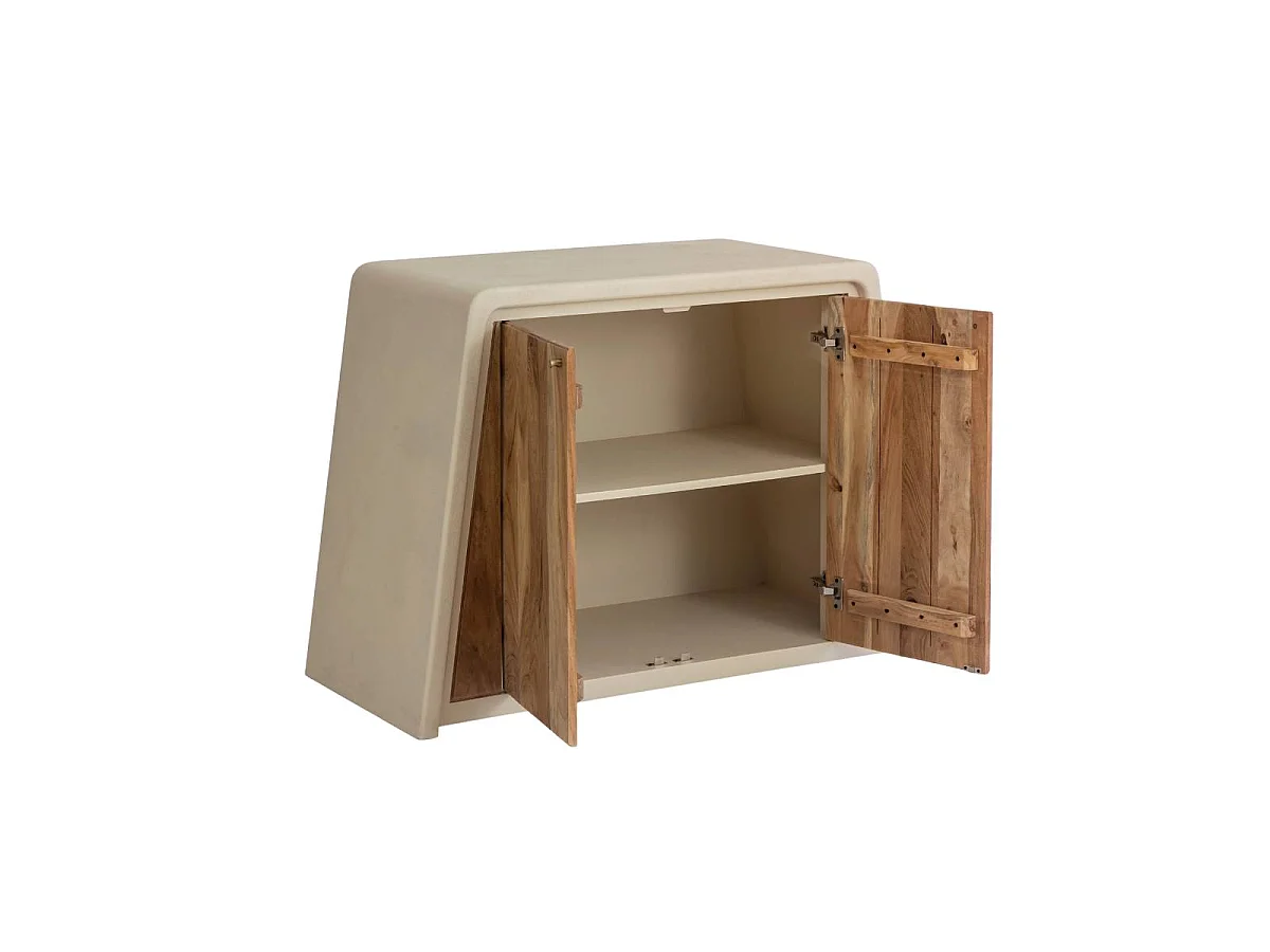 Buffet 2 portes en bois d'acacia et bois effet béton Dalva