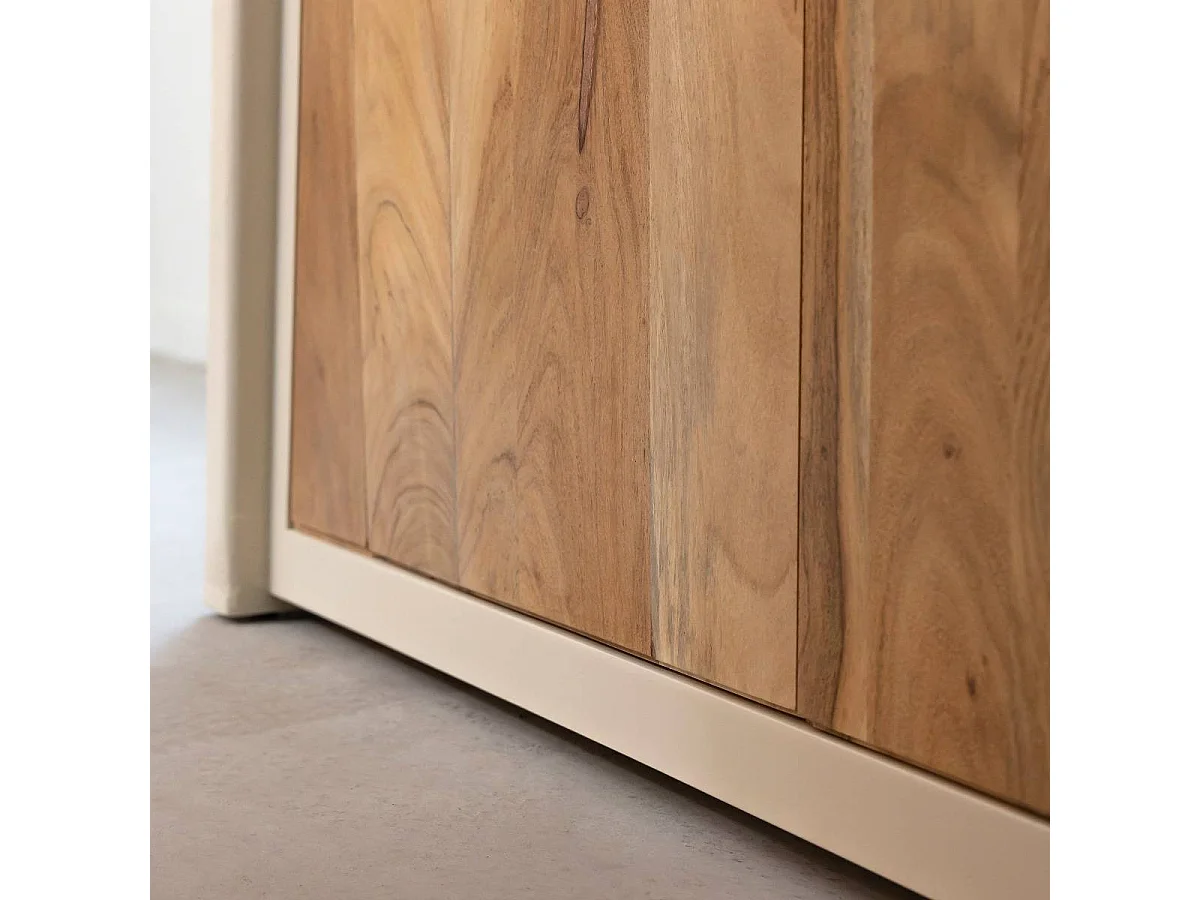 Buffet 2 portes en bois d'acacia et bois effet béton Dalva