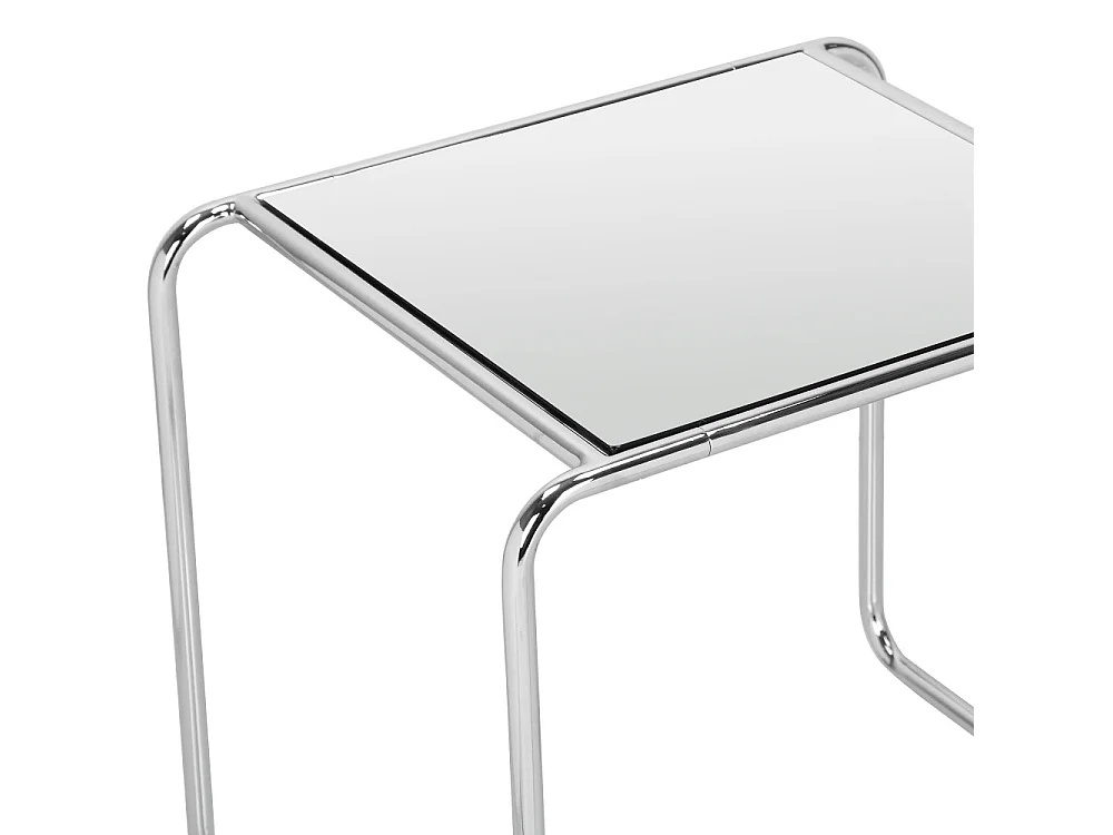 Rika - Table d'appoint en miroir pieds chrome - Transparent