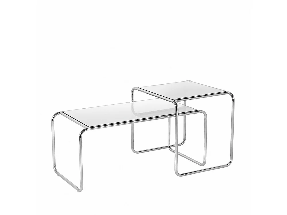 Rika - Table basse en miroir pieds chrome L80cm - Transparent