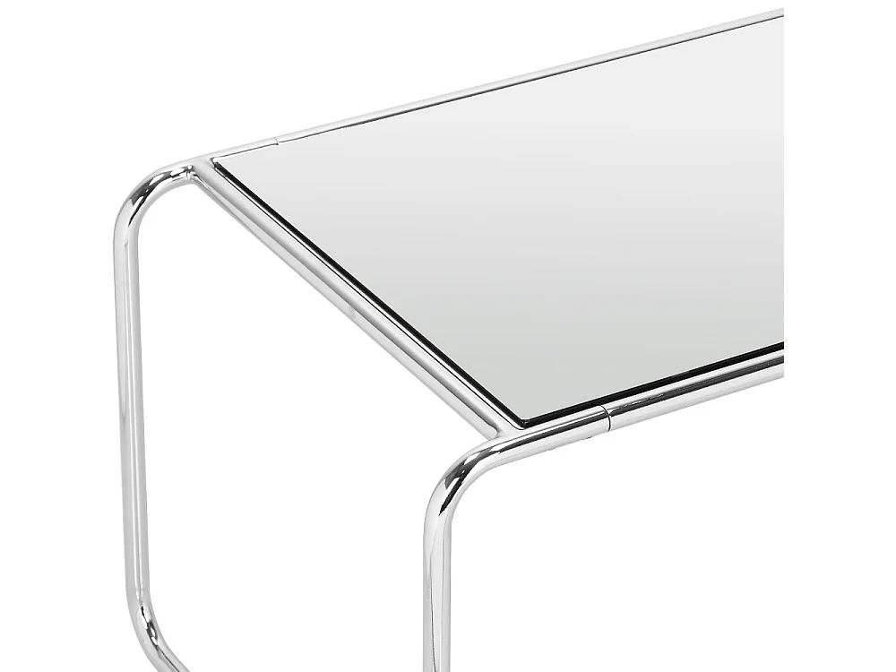 Rika - Table basse en miroir pieds chrome L80cm - Transparent