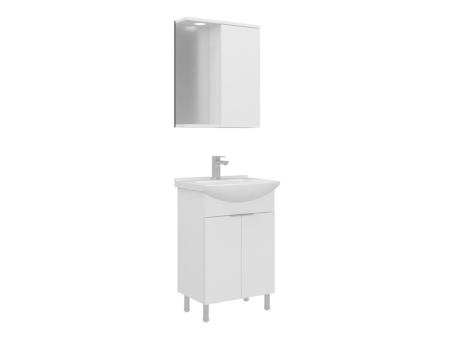 Ensemble Meuble Vasque avec Miroir (2 Pièces) "Purus 55" - 55 x 50 x 83 cm - White