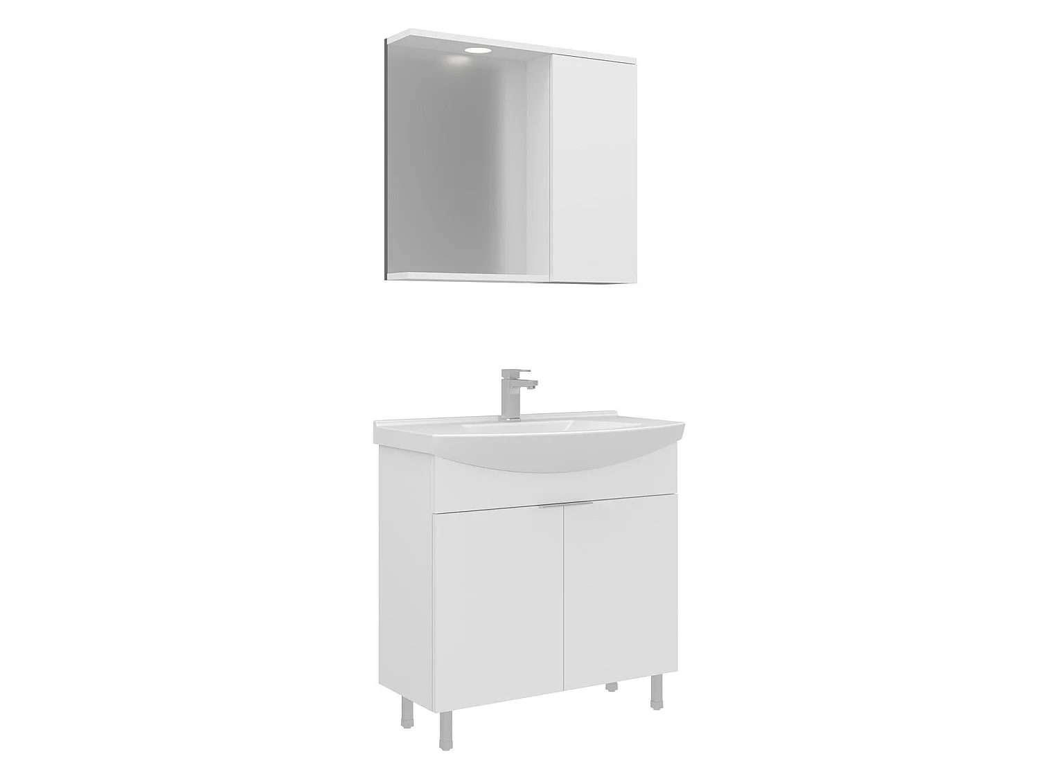 Ensemble Meuble Vasque avec Miroir (2 Pièces) "Purus 80" - 80 x 50 x 83 cm - White