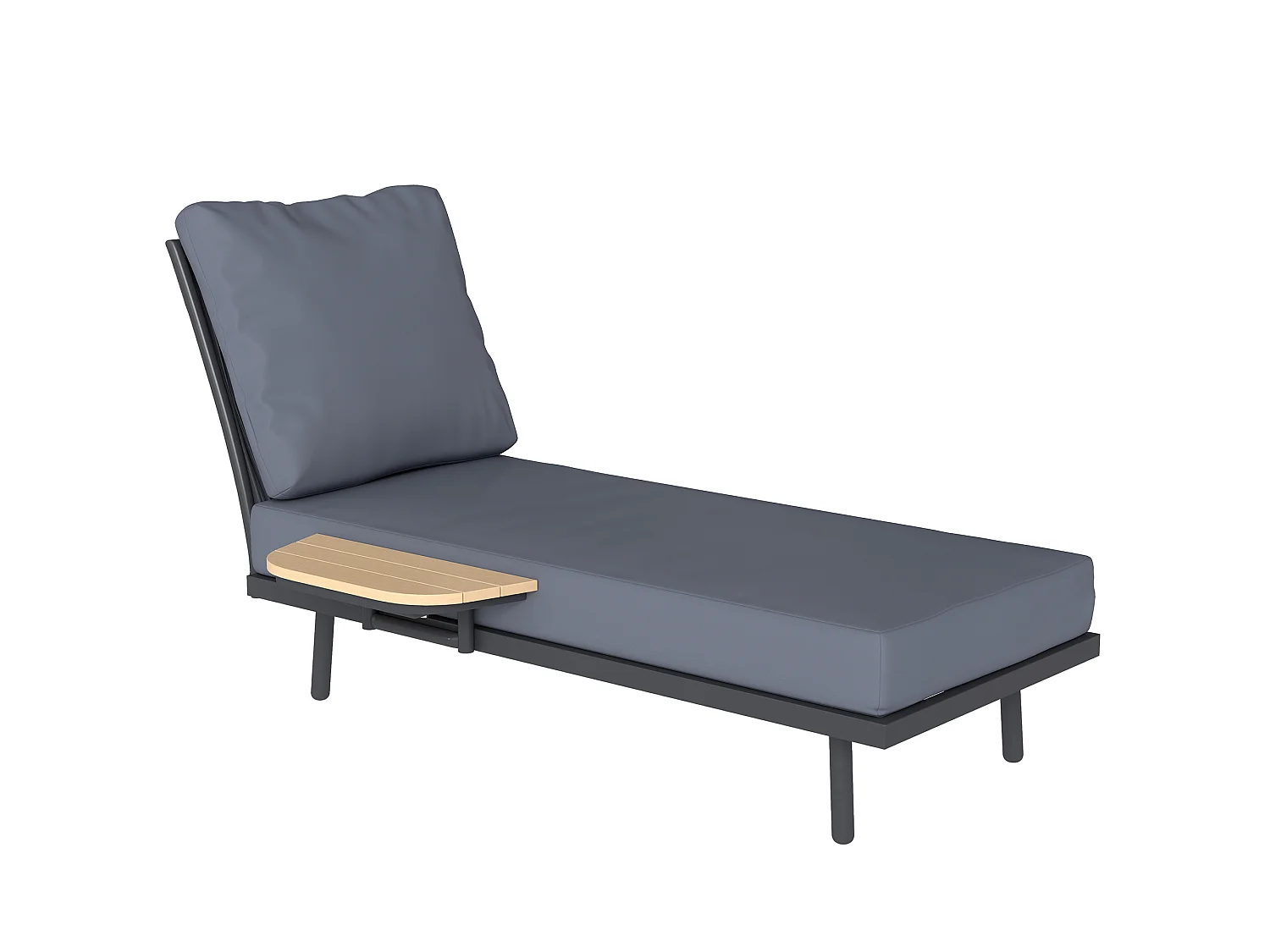 Bain de soleil design grand confort épais matelas étagère effet bois