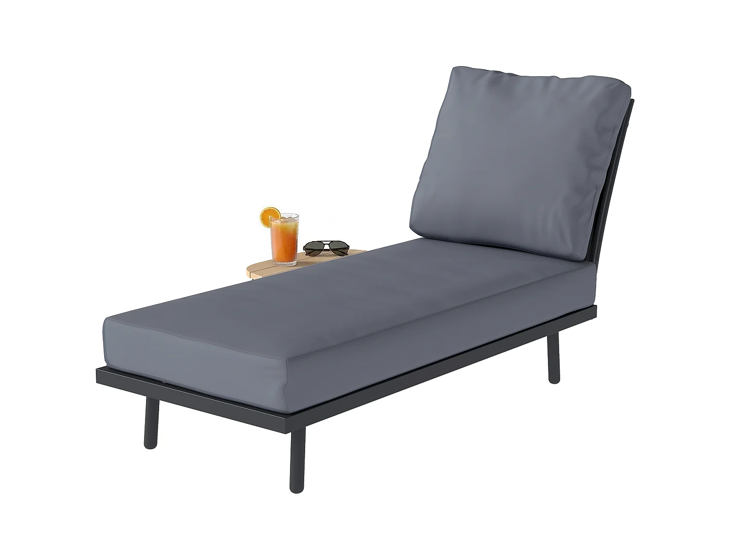 Bain de soleil design grand confort épais matelas étagère effet bois