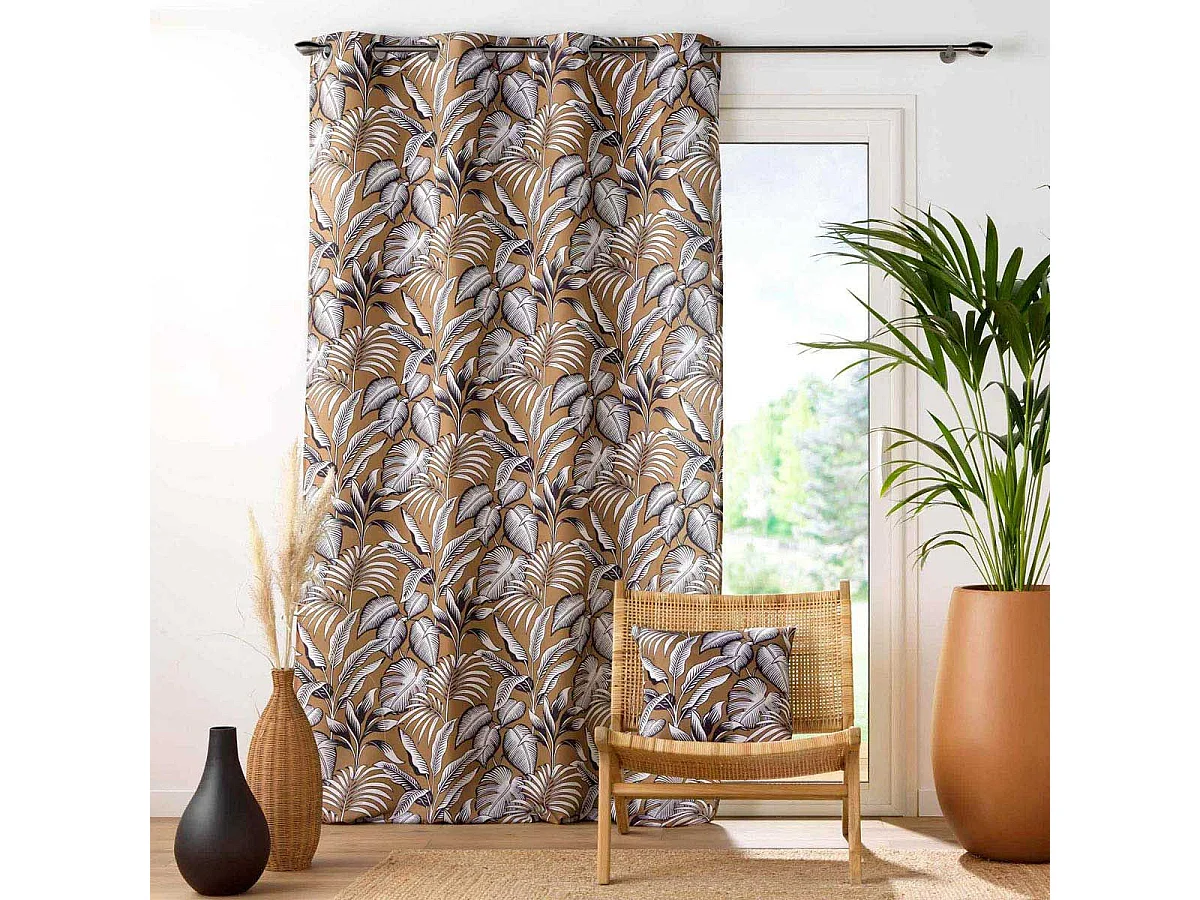 Rideau à Œillets Imprimé "Cabana" 140x260cm Camel