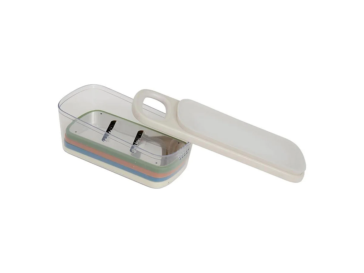Râpe 4 Lames & Boîte de conservation "Colors" 26cm Transparent