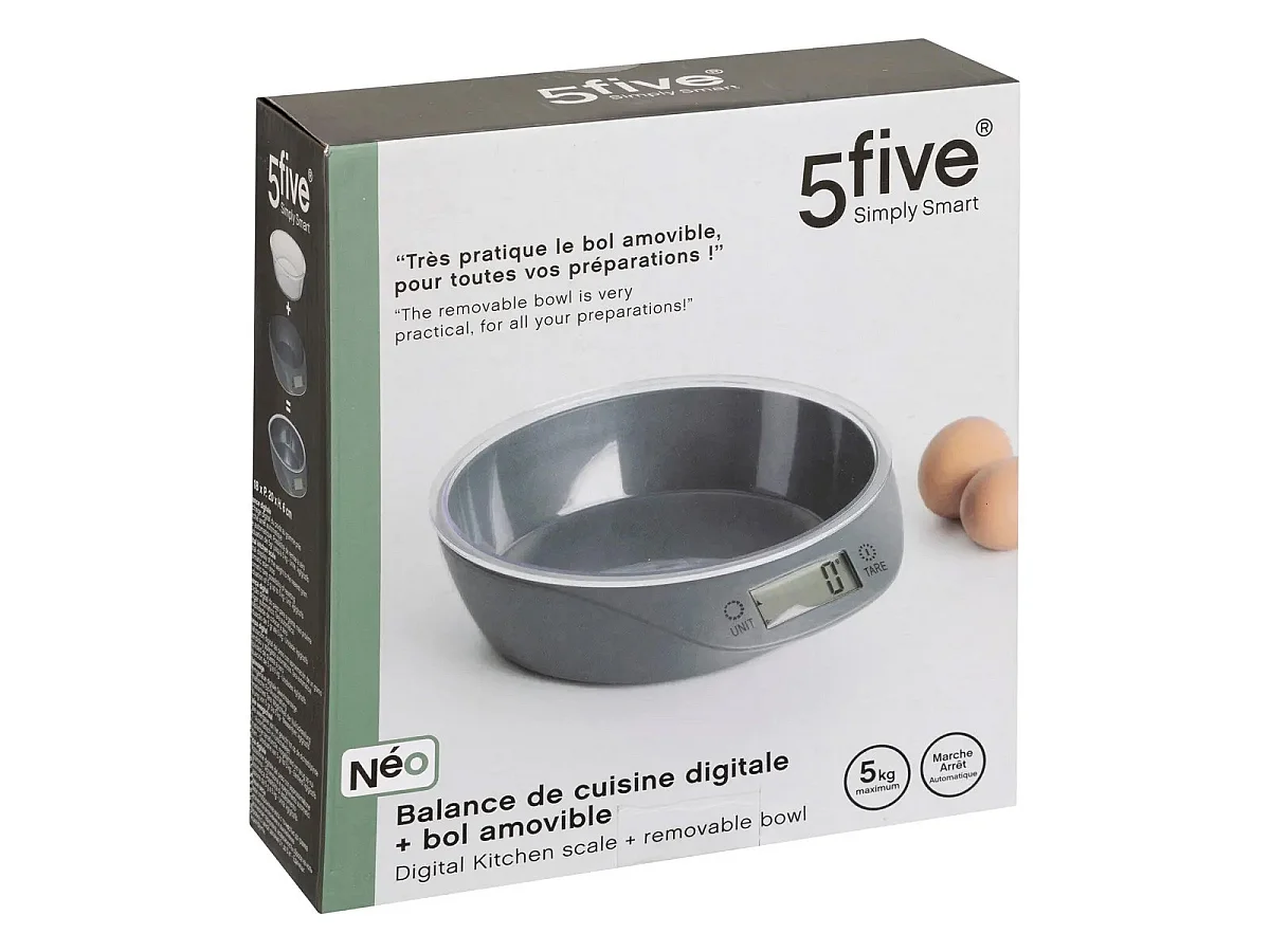 Balance de Cuisine Digitale Avec Bol "Néo" 28cm Gris