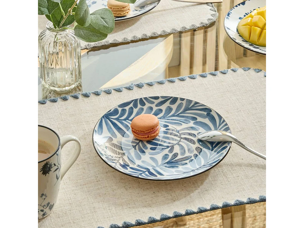 Lot de 6 Assiettes à Dessert "Umami Feuille" 19cm Bleu