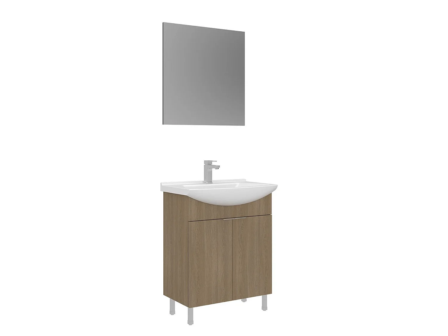 Wastafelmeubel met spiegel (2-delig) "Purus 65" - 65 x 50 x 83 cm - Eiken