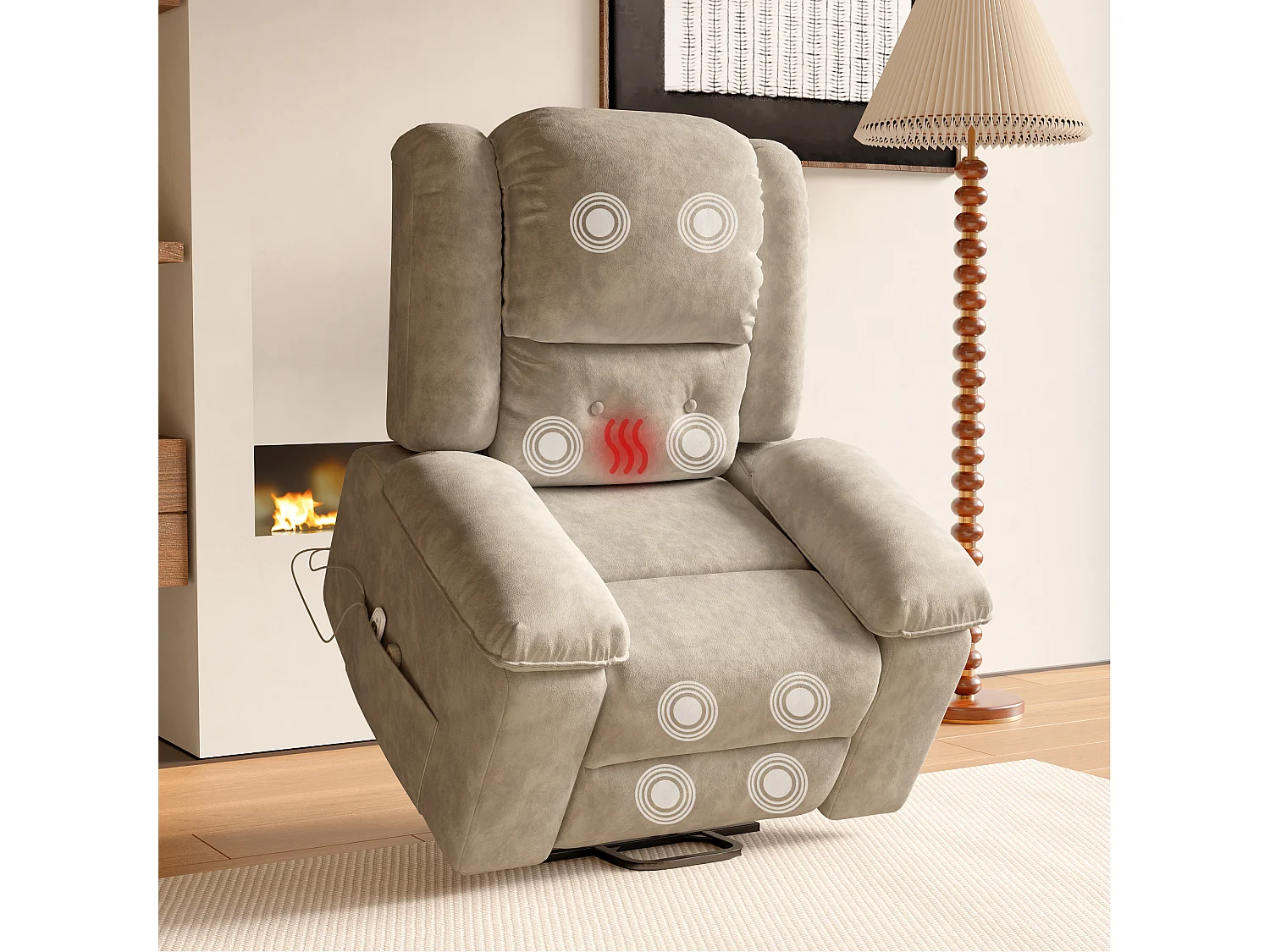 Fauteuil Massant Électrique à Chaleur, Siège Massant avec 8 Points de Massage -  pour Salon, Marron