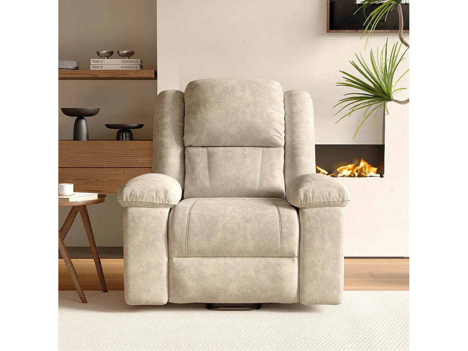 Fauteuil Massant Électrique à Chaleur, Siège Massant avec 8 Points de Massage -  pour Salon, Beige