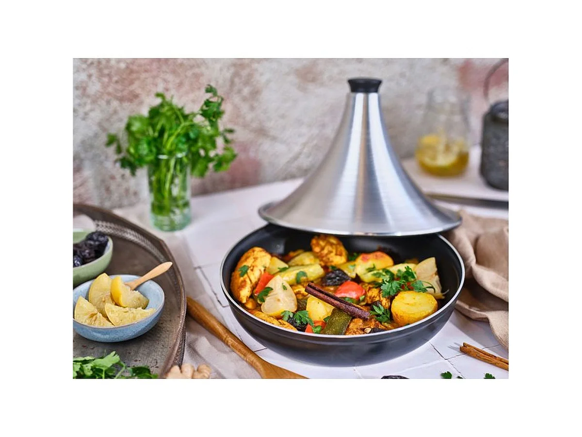 Tajine de Alumínio Leve COSY & TRENDY Ø28 cm Compatível com Indução Cinza/Preto