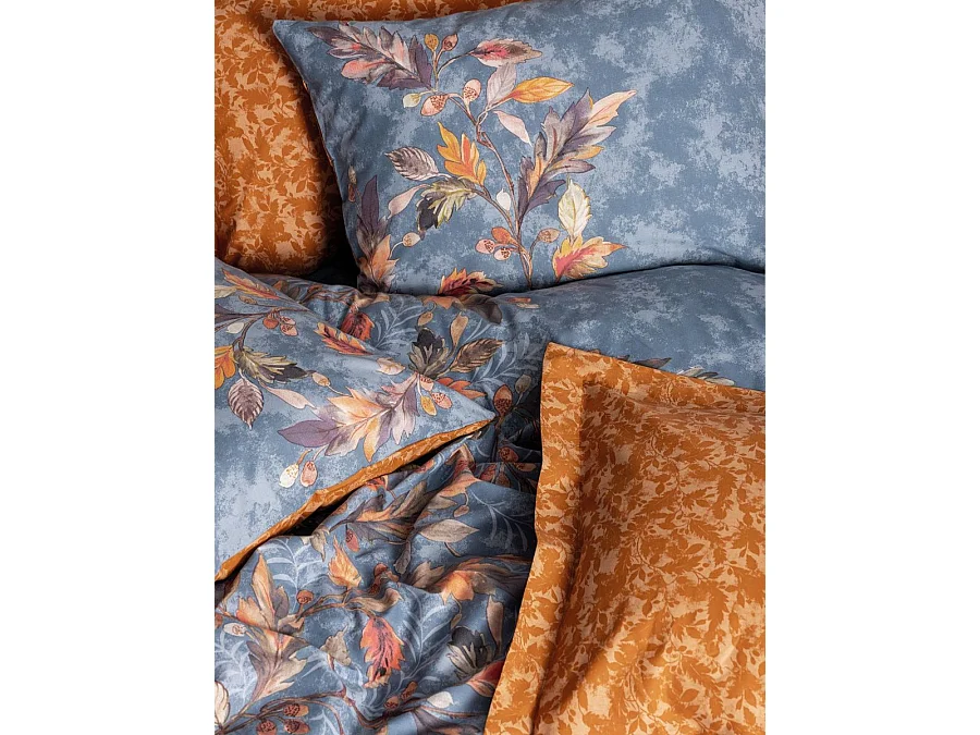 Parure de lit Alekra Mansion en coton Ranforce 140 x 200 cm - Motif floral moutarde