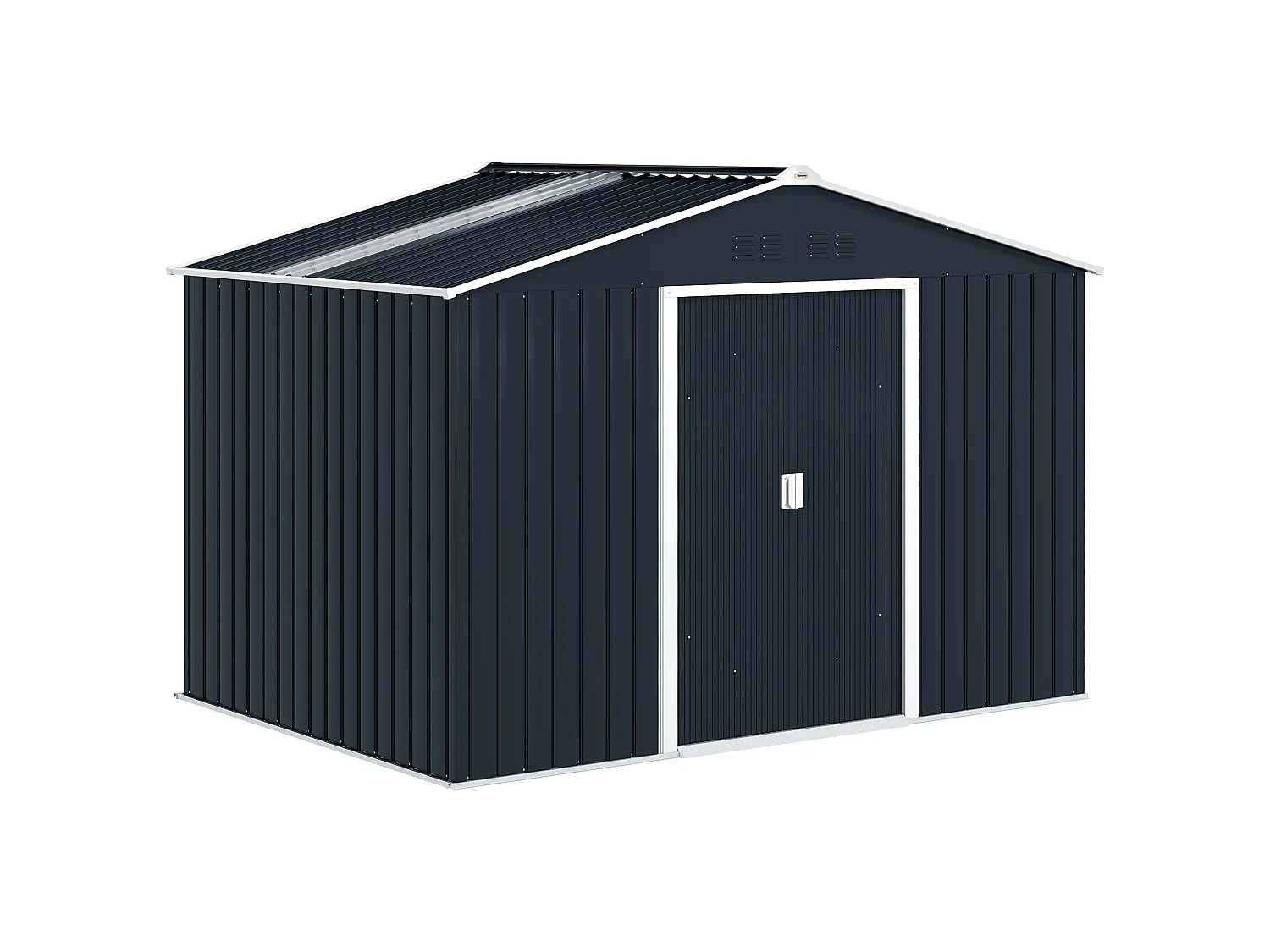 Abri de jardin 4,9 m² double porte coulissante fondation incluse - 277 x 195 x 192 cm - tôle acier ondulée anthracite