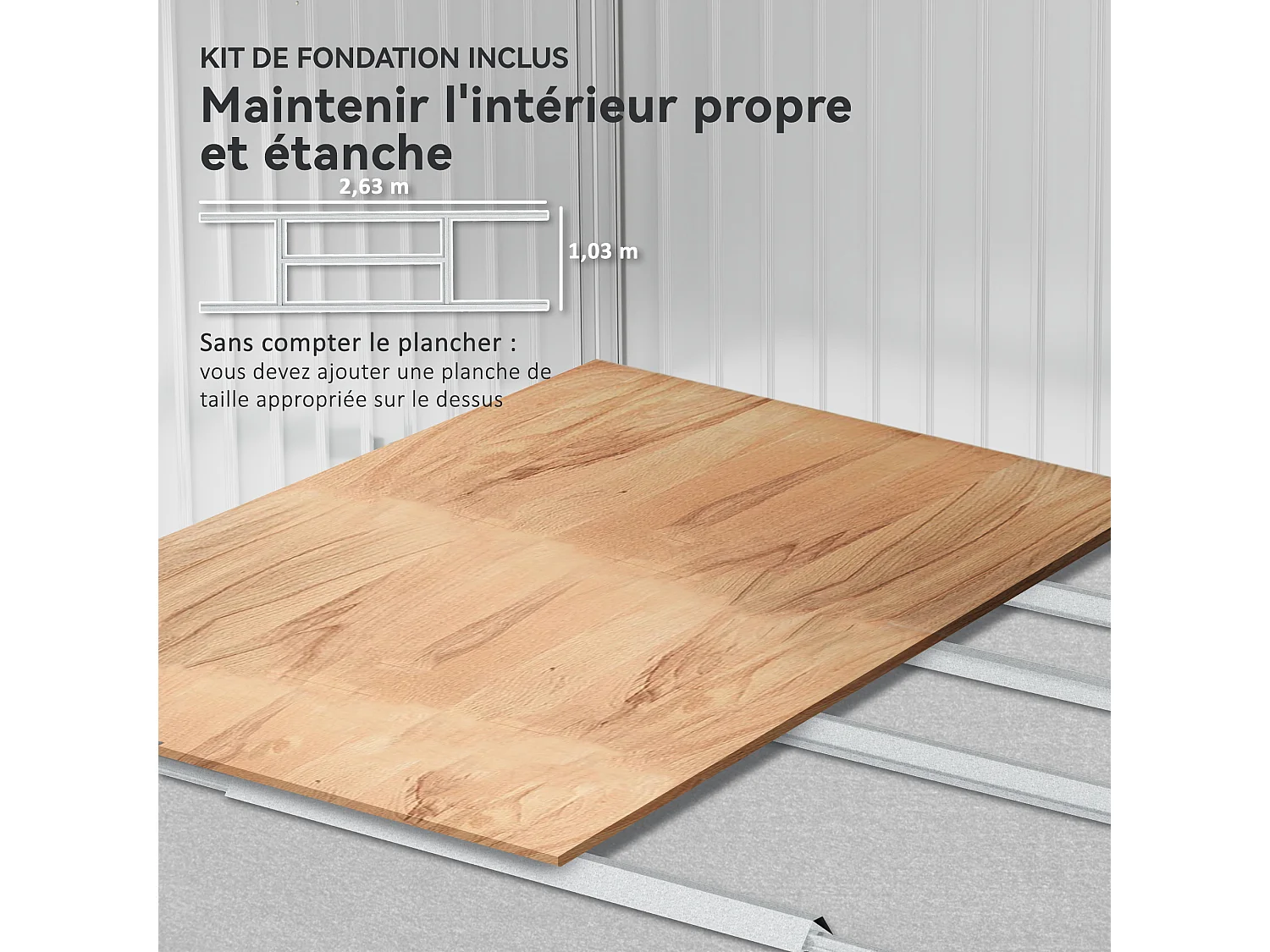 Abri de jardin 4,9 m² double porte coulissante fondation incluse - 277 x 195 x 192 cm - tôle acier ondulée anthracite