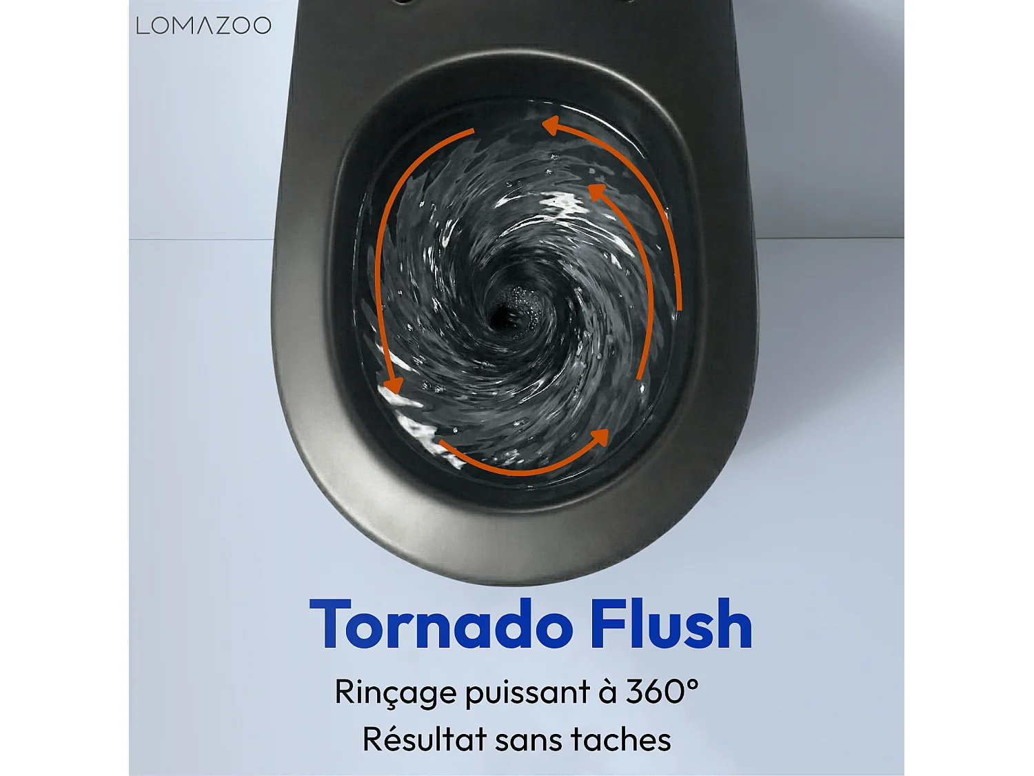 LOMAZOO Pack WC suspendu - réservoir encastré rond noir - plaque de commande carré chromée - LINEA