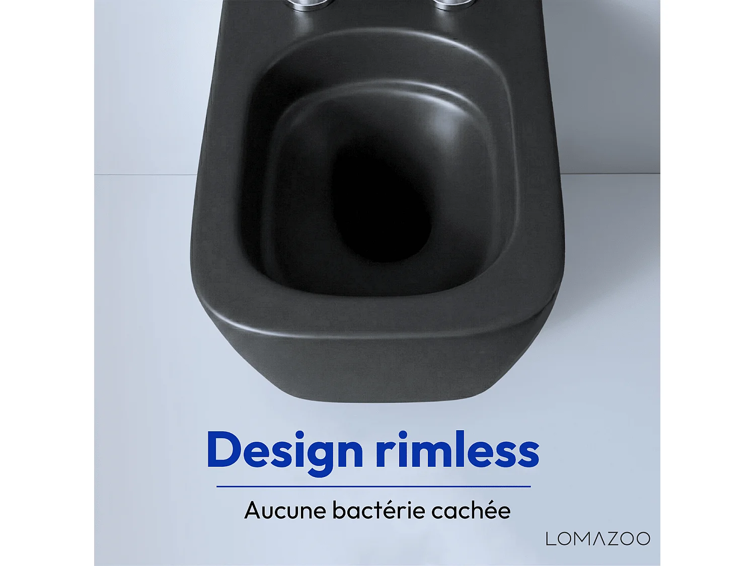 LOMAZOO Pack WC suspendu - réservoir encastré noir carré - plaque de commande ronde blanc - LINEA