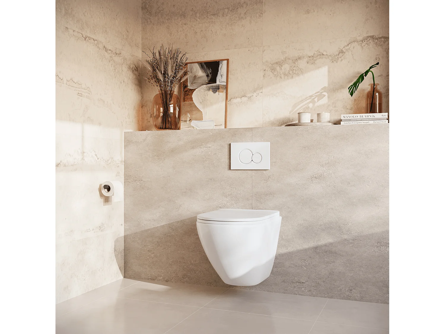 LOMAZOO WC suspendu sans bride blanc rond - Rimless - chasse Tornado - abattant WC soft-close - LINEA