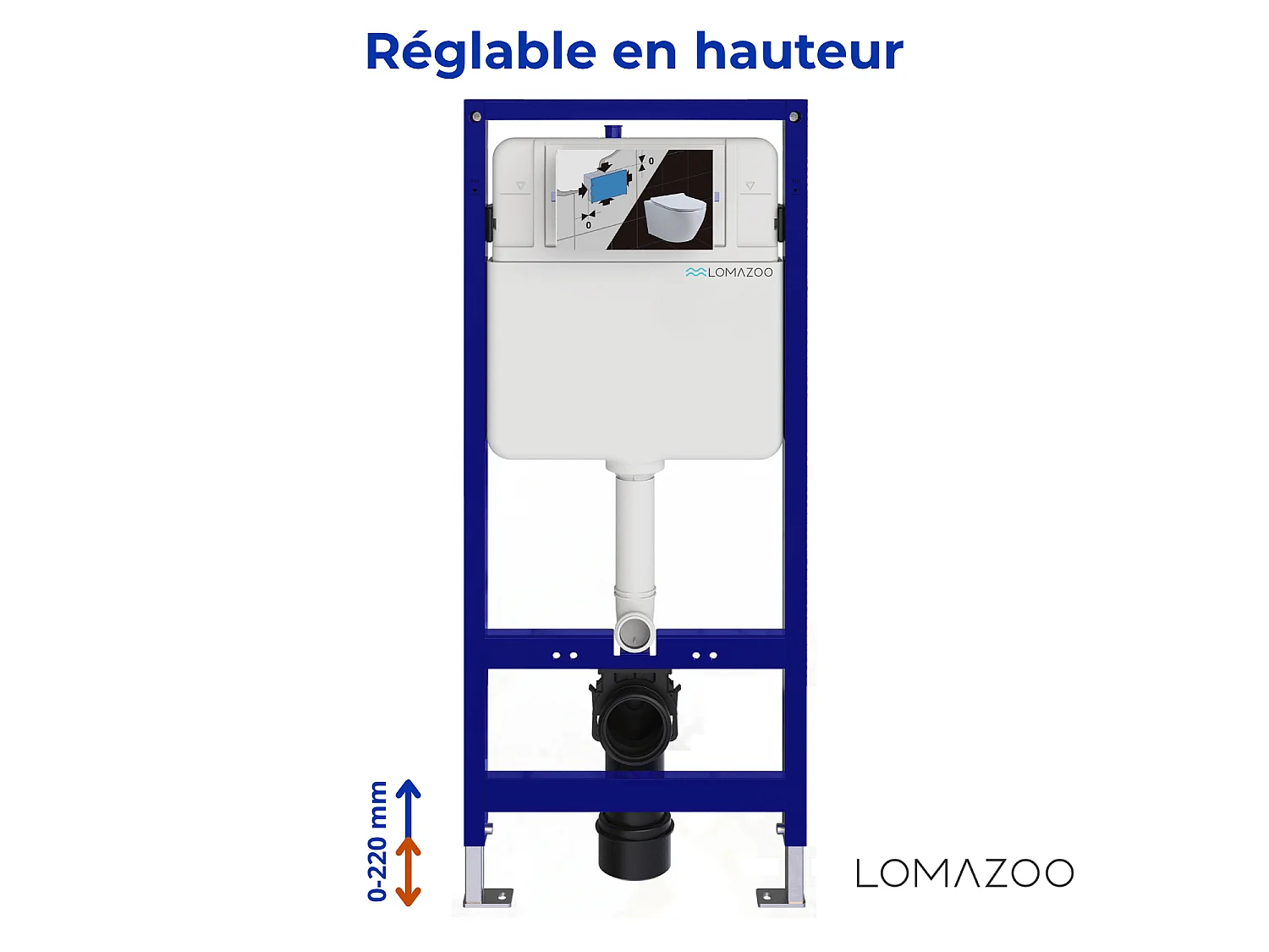 LOMAZOO Pack WC suspendu - réservoir encastré carré noir - plaque de commande ronde gunmetal - LINEA