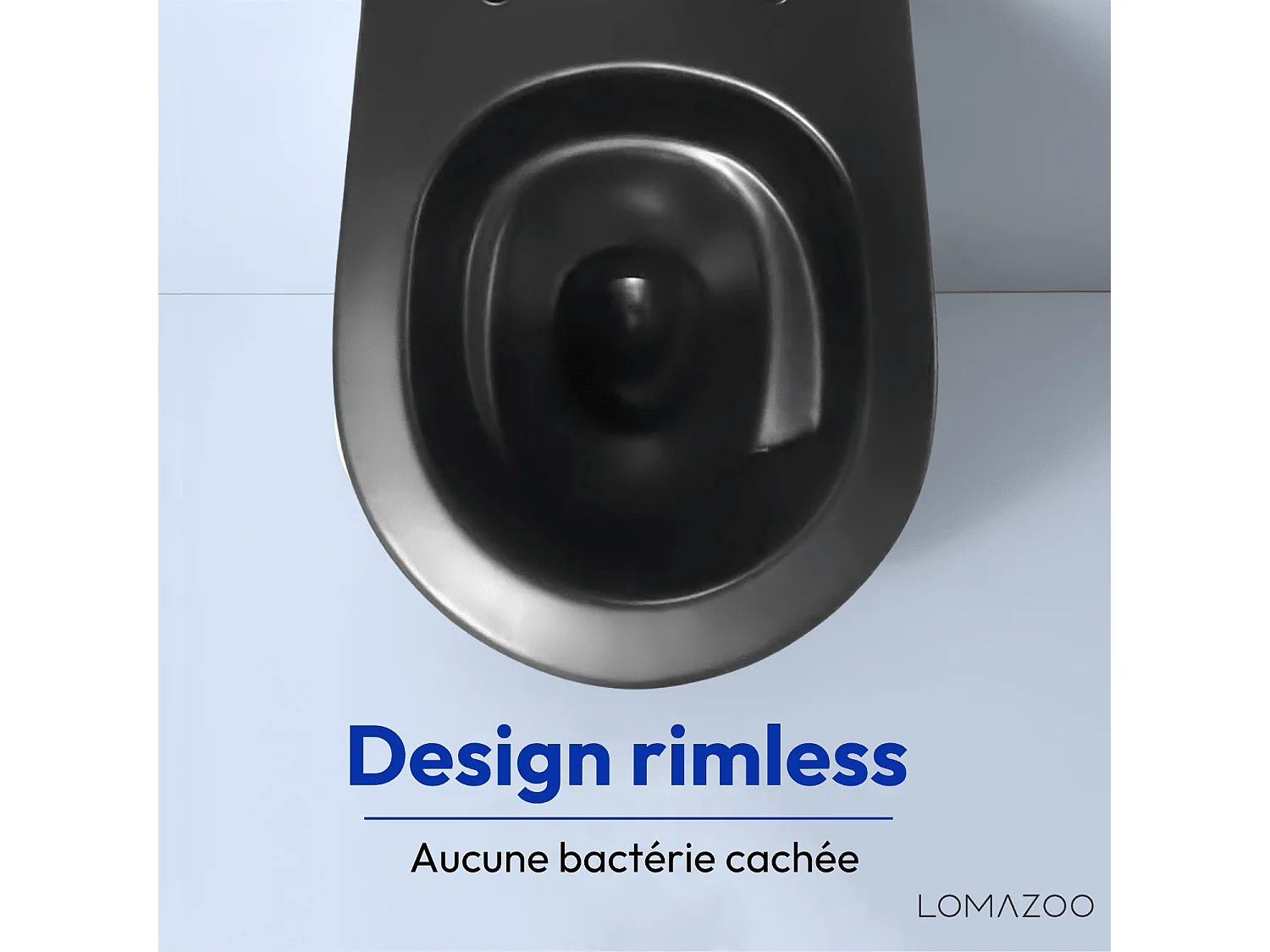 LOMAZOO Pack WC suspendu - réservoir encastré rond noir - plaque de commande ronde noir - LINEA