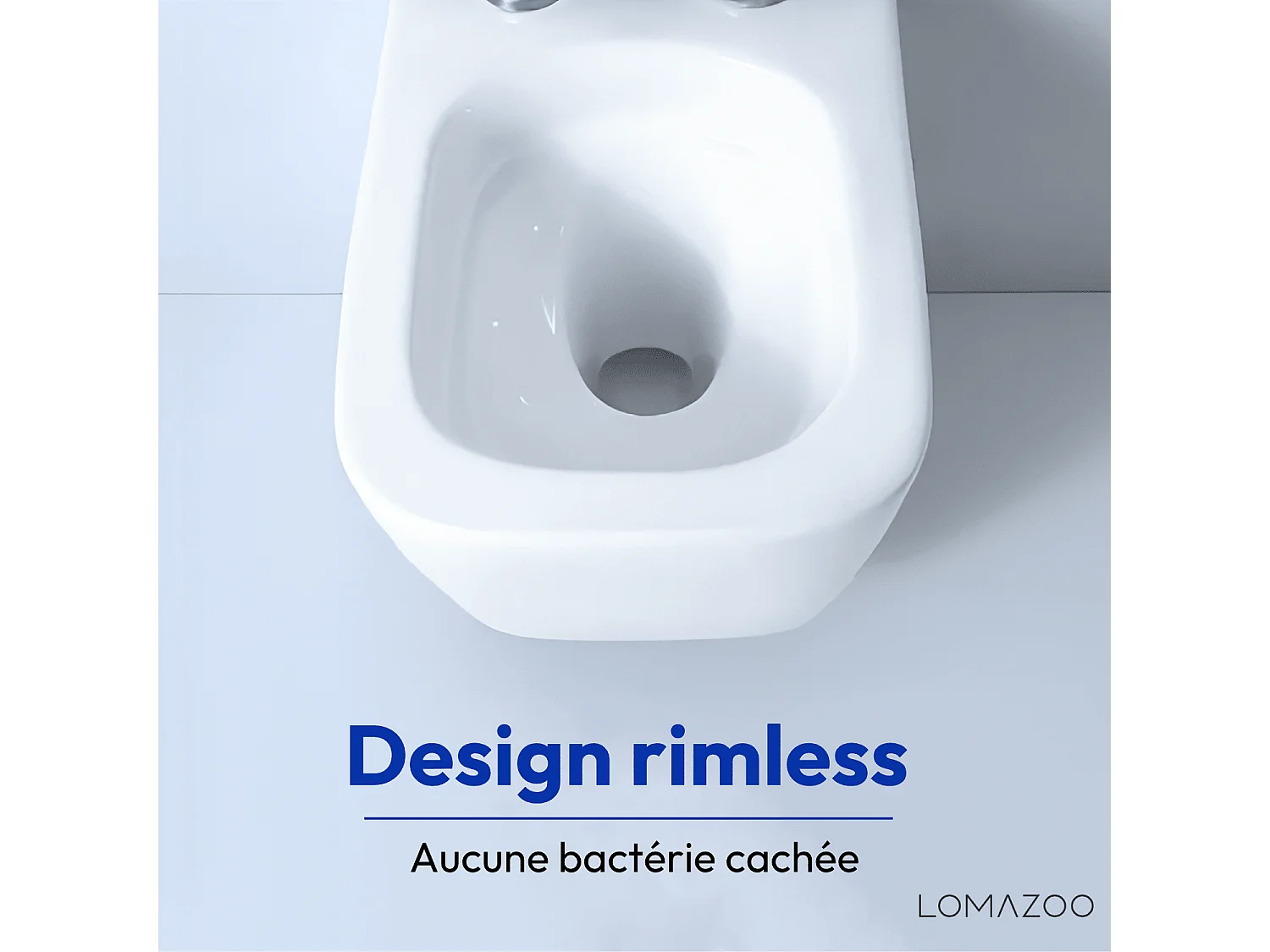 LOMAZOO WC suspendu sans bride blanc carré - Rimless - chasse Tornado - abattant WC soft-close - LINEA
