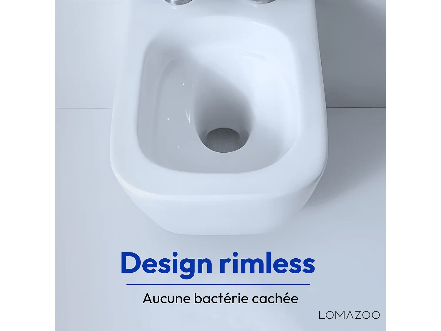 LOMAZOO Pack WC suspendu - réservoir encastré carré blanc - plaque de commande ronde noir - LINEA