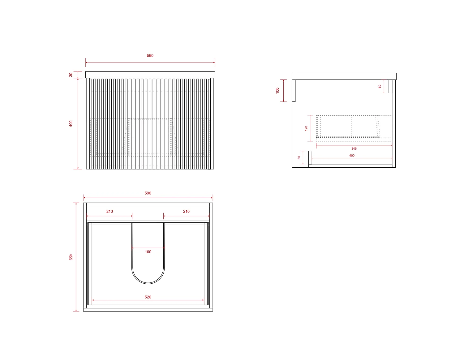 LOMAZOO Ensemble Meuble de Salle de Bain 60cm Noyer Cannelé - Vasque à Poser Noire - Colonne de Rangement [TROPANI]