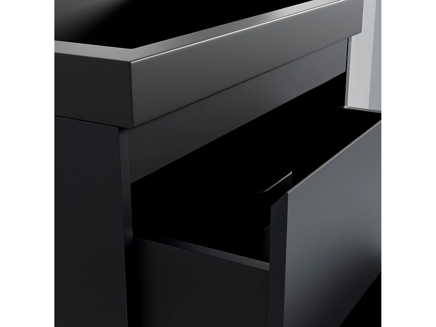 Ensemble meuble vasque 60 cm avec colonne - LOMAZOO Avalon - lavabo noir - noir mat