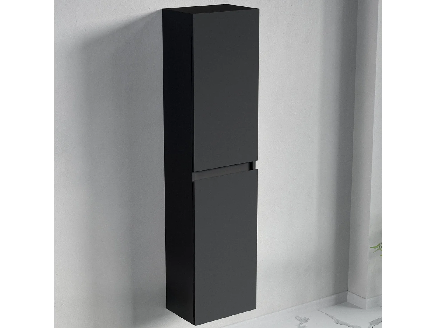 Ensemble meuble vasque 60 cm avec colonne - LOMAZOO Avalon - lavabo noir - noir mat