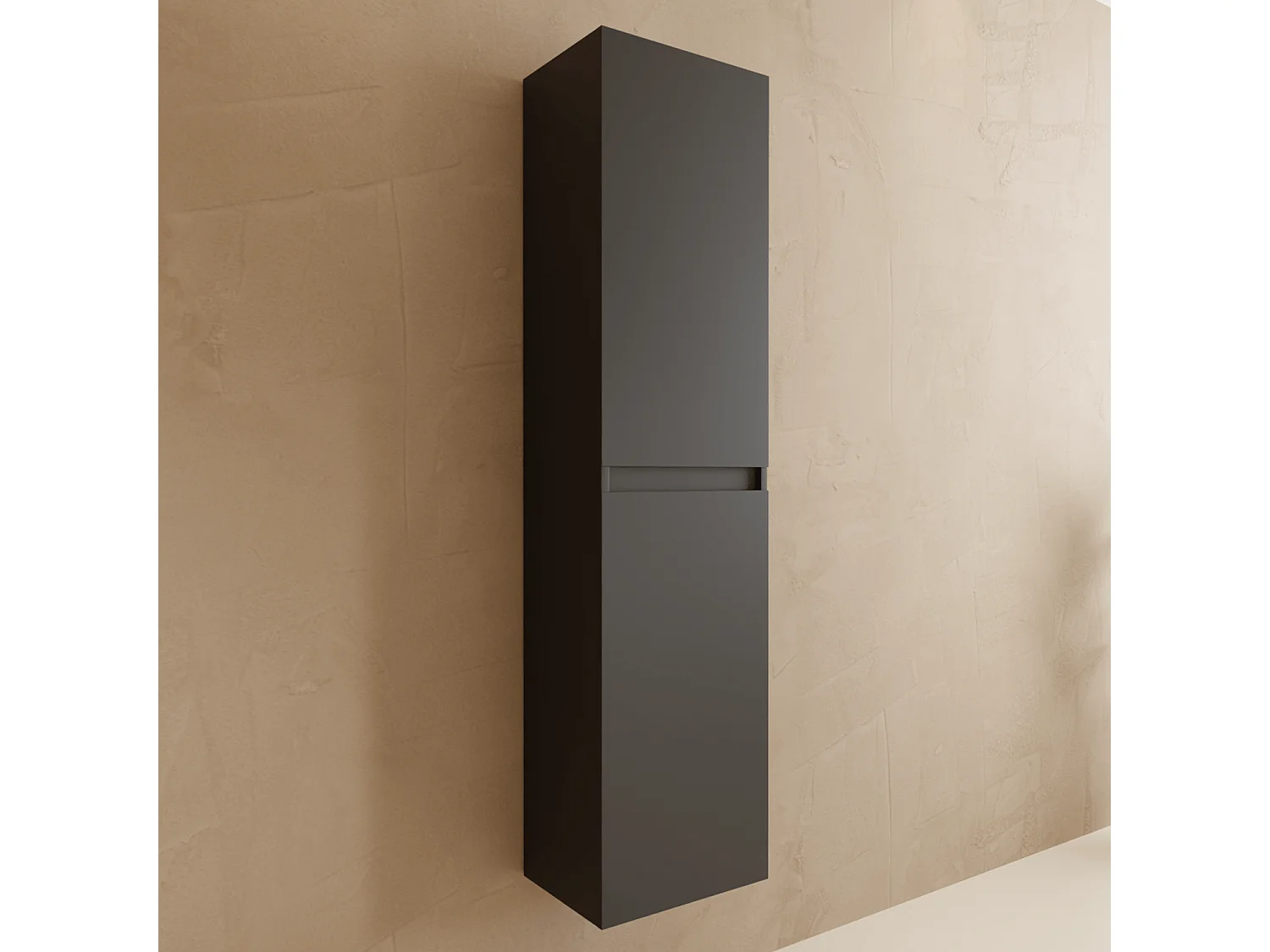 Ensemble Meuble Vasque 60 Cm Avec Colonne - Noir Mat - Lavabo Blanc - LOMAZOO Verona